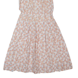 Womens Fit & Flare Dress Pink 90s Floral Sleeveless Midi S