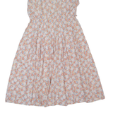 Womens Fit & Flare Dress Pink 90s Floral Sleeveless Midi S