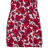 Womens Fit & Flare Dress Red 90s Floral Sleeveless Knee Length M