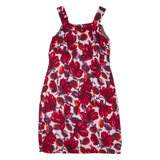 Womens Fit & Flare Dress Red 90s Floral Sleeveless Knee Length M