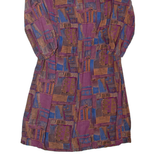 Womens A-Line Dress Purple 90s Geometric Long Sleeve Long L