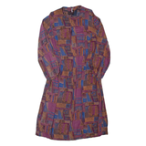 Womens A-Line Dress Purple 90s Geometric Long Sleeve Long L