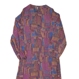 Womens A-Line Dress Purple 90s Geometric Long Sleeve Long L