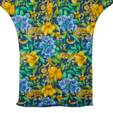 BOTTO Womens Shift Dress Blue 90s Floral Short Sleeve Midi L