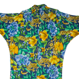 BOTTO Womens Shift Dress Blue 90s Floral Short Sleeve Midi L