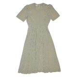 TALBOTS Womens A-Line Dress Cream 90s Spotted Short Sleeve Long S