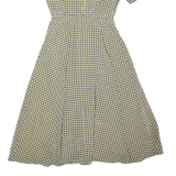 TALBOTS Womens A-Line Dress Cream 90s Spotted Short Sleeve Long S