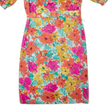 PETER KAY Womens Pencil Dress Pink 90s Floral Short Sleeve Midi UK 14