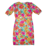 PETER KAY Womens Pencil Dress Pink 90s Floral Short Sleeve Midi UK 14