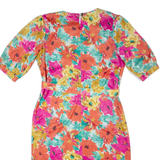 PETER KAY Womens Pencil Dress Pink 90s Floral Short Sleeve Midi UK 14