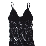 Womens Bodycon Dress Black Crochet Sleeveless Short S