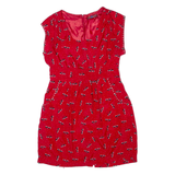 UTTAM LONDON Shoe Design Girls Pencil Dress Red 90s Knee Length L