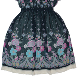DRESS TO KILL Girls A-Line Dress Black 90s Floral Short Sleeve Midi M
