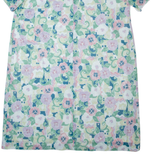 Womens Shift Dress Green 90s Floral Short Sleeve Midi UK 24