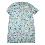 Womens Shift Dress Green 90s Floral Short Sleeve Midi UK 24