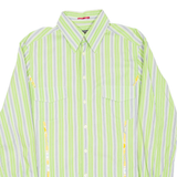 GUESS Mens Shirt Green Striped Long Sleeve XL