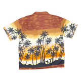 PINEAPPLE COLLECTION Mens Hawaiian Shirt Brown Crazy Pattern L