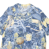 Womens Hawaiian Shirt Blue Viscose Crazy Pattern XL