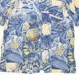 Womens Hawaiian Shirt Blue Viscose Crazy Pattern XL
