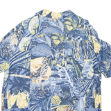 Womens Hawaiian Shirt Blue Viscose Crazy Pattern XL