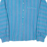 Popper Buttons Womens Shirt Blue Striped Long Sleeve M