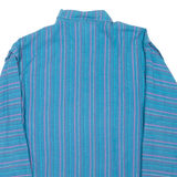 Popper Buttons Womens Shirt Blue Striped Long Sleeve M