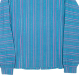 Popper Buttons Womens Shirt Blue Striped Long Sleeve M