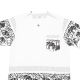 NOK FASHION Elephant Print Mens Shirt White L