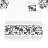 NOK FASHION Elephant Print Mens Shirt White L