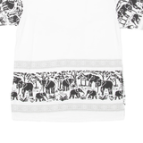 NOK FASHION Elephant Print Mens Shirt White L
