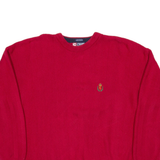 CHAPS RALPH LAUREN Mens Patterned Jumper Red Herringbone Chunky Knit L