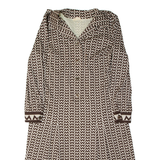 SORA Stretch Womens A-Line Dress Brown 90s Crazy Pattern Midi L