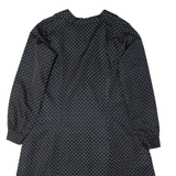 Womens A-Line Dress Black Spotted Long Sleeve Midi M
