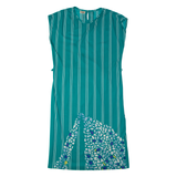 S&R Womens A-Line Dress Blue Striped Sleeveless Midi L