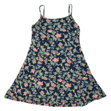 Womens Day Dress Blue Floral Sleeveless Knee Length L