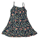 Womens Day Dress Blue Floral Sleeveless Knee Length L