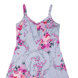 Womens Fit & Flare Dress Purple Floral Sleeveless Knee Length L