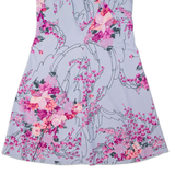 Womens Fit & Flare Dress Purple Floral Sleeveless Knee Length L