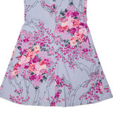 Womens Fit & Flare Dress Purple Floral Sleeveless Knee Length L