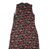 BASIC EDITIONS Tea Womens Day Dress Black 90s Floral Sleeveless Long M