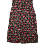 BASIC EDITIONS Tea Womens Day Dress Black 90s Floral Sleeveless Long M