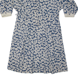 PETER HAHM Womens A-Line Dress Blue Wool Floral Midi UK 20