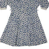PETER HAHM Womens A-Line Dress Blue Wool Floral Midi UK 20