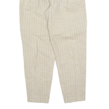 STEFANEL Striped Womens Trousers Beige Relaxed Tapered 90s W26 L28