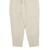 STEFANEL Striped Womens Trousers Beige Relaxed Tapered 90s W26 L28