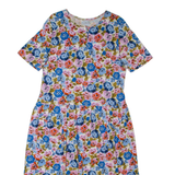GREEN COTTON BY PETER HAAN Womens A-Line Dress Pink Floral Short Sleeve Long L