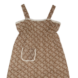 Womens A-Line Dress Brown Floral Sleeveless Midi XL