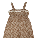 Womens A-Line Dress Brown Floral Sleeveless Midi XL