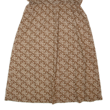 Womens A-Line Dress Brown Floral Sleeveless Midi XL