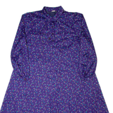 DIOLEN Womens A-Line Dress Purple 90s Spotted Long Sleeve Long L
